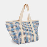 Strandtasche mit blauem Streifenmuster