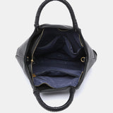 Bolso shopper en materiales reciclados trenzados negro