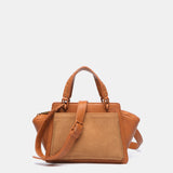 Small handbag in cognac recycled materials