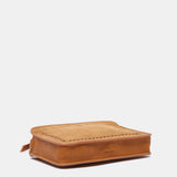 Shoulder bag in cognac recycled materials