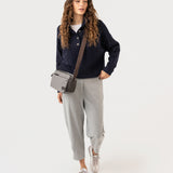 Shoulder bag in grey recycled materials