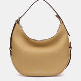 Borsa a tracolla color cammello realizzata con materiali riciclati