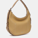 Borsa a tracolla color cammello realizzata con materiali riciclati