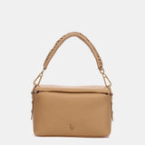 Borsa a tracolla color cammello realizzata con materiali riciclati