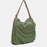 Bolso - mochila en materiales reciclados y acolchados verde