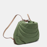 Bolso - mochila en materiales reciclados y acolchados verde