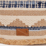 Capazo de rafia con estampado en azul