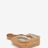 Striped raffia shoulder bag in blue