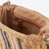 Striped raffia shoulder bag in blue