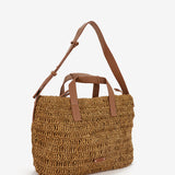 Bolso de rafia en camel