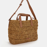 Bolso de rafia en camel