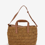 Bolso de rafia en camel
