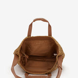 Bolso de rafia en camel