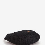 Schultertasche aus Raphia in Schwarz