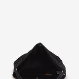 Schultertasche aus Raphia in Schwarz