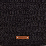 Schultertasche aus Raphia in Schwarz