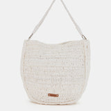 Bolso de hombro de rafia en blanco