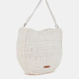 Bolso de hombro de rafia en blanco