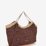 Bolso en fibras naturales en marrón
