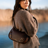 Brown recycled material shoulder bag