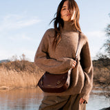 Brown recycled material shoulder bag