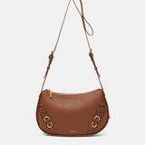 Shoulder bag in cognac recycled materials