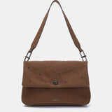 Brown recycled material shoulder bag