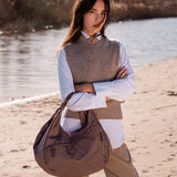 Bolso de hombro en materiales reciclados camel