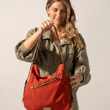 Red fabric multifunctional bag