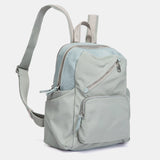 Blue fabric backpack