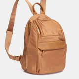 Rucksack aus cognacfarbenem Stoff