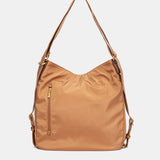 Multifunktionale Tasche aus cognacfarbenem Stoff