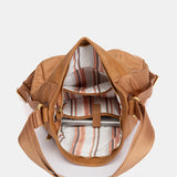 Multifunktionale Tasche aus cognacfarbenem Stoff