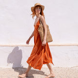 Navicella in rafia color cammello