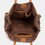 Cognac-gestreifte Bast-Tragetasche