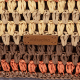 Cognac-gestreifte Bast-Tragetasche