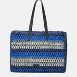 Navicella in rafia a righe blu