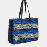 Navicella in rafia a righe blu