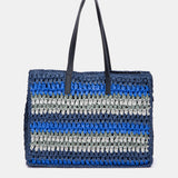 Navicella in rafia a righe blu