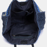 Navicella in rafia a righe blu