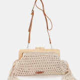 Beige macramé clutch