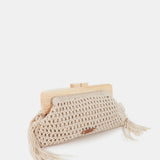 Beige macramé clutch