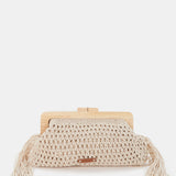 Beige macramé clutch