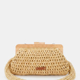 Yellow macramé clutch