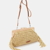 Yellow macramé clutch