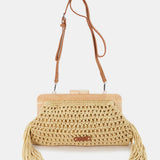 Yellow macramé clutch