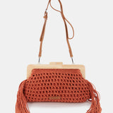 Orange macramé clutch