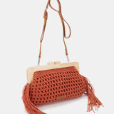 Orange macramé clutch