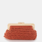 Orange macramé clutch