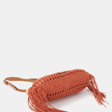 Orange macramé clutch